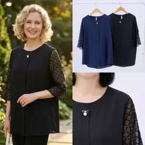 엄마옷 마미소 다이아 블라우스 국내제작 여름 쉬폰 진주 리본 할머니 빅사이즈 40 70 마담 중년 여성 옷