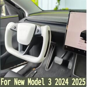 테슬라 모델 3 하 2025 요크 핸들, 스티어링 휠 알칸타라/나파 가죽 카 레이싱