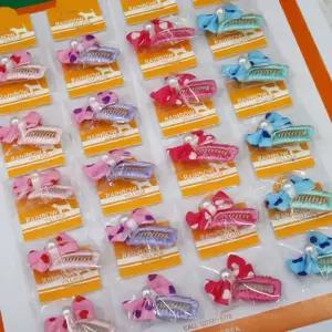 코코아허니 201H 진주하트뿅뿅빗살핀 1판20개입강아지삔 리본 머리핀 악세서리 헤어핀 애견