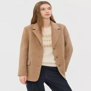 질스튜어트 뉴욕 여성 25FW [이탈리아 수입소재] 카멜 멜란지 울/알파카 하프 자켓 코트 JSCO5D280CM