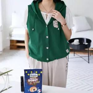 봉봉 린넨 베스트 조끼 루즈핏 미시 데일리 민소매 후드넥 배색포켓 여름 여행 20대