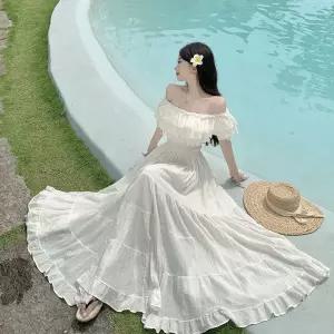 여친 원피스 여름 롱스커트 예쁜 해변 오프숄더 바캉스룩 쉬폰 SPO마켓2