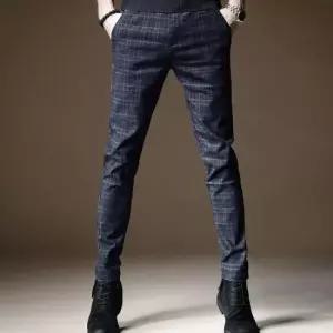 남자슬랙스 남성 슬림핏 체크 허리밴딩 베이직 일자팬츠 슬랙스