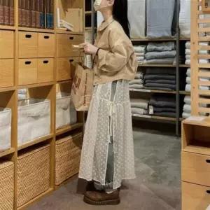 시스루 여성 랩 스커트 레이스 뷔스티에 레이어드 원피스