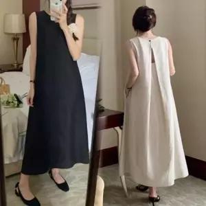 [옷자락]여자 휴양지 바캉스 편안한 린넨 민소매 원피스