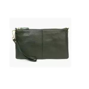 슬림 크로스 가죽 스트랩 클러치 겸 핸드백 가방 카키