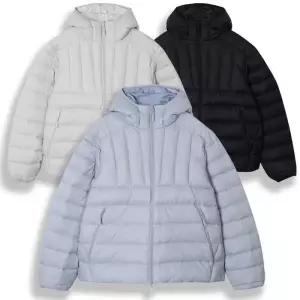 [디바옴므]오리털 심플절개 라인 후드 집업 초경량 패딩 점퍼 자켓 빅사이즈