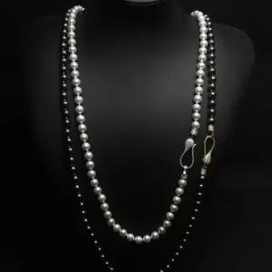 탄생석 자연주의 핵진주 흑진주 이중 레이어드 길이조절 패션