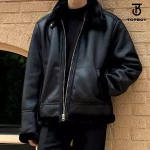 [탑보이] 하이넥 밍크 오버핏 레더 무스탕 (K2130)