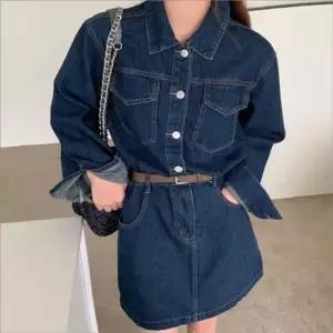 미니 청 데님 원피스 패션 여자 청청 허리라인 스커트