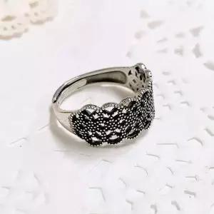 [콩심팥심]타투 순은반지 시스루펀칭레이스 프리사이즈 실버