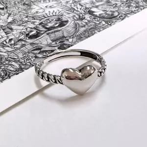 [콩심팥심]물결 순은반지 오롯한하트 프리사이즈 실버