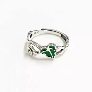 [콩심팥심]순은반지 초록을담은잎사귀 프리사이즈 실버링