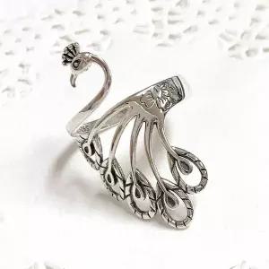 [콩심팥심]취업 순은반지 꿈이펼쳐지는공작새 프리사이즈실버