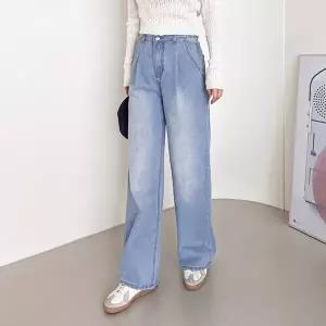 여자 워싱 핀턱 진 봄가을 넓은 팬츠