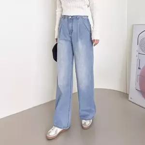 [다잇템] 여자 봄가을 핀턱 넓은 진 워싱 팬츠