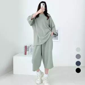 [네오쿠비카 빅사이즈][쿠비코]빅사이즈 무지티 끈밴딩 7부팬츠 세트 MZ026