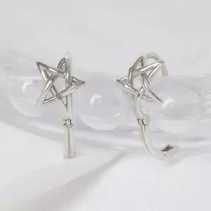 [에이치플러스몰]92.5 실버 라인 별 원터치 은 귀걸이 여성귀걸이