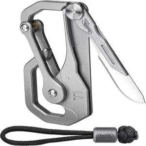 접이식 나이프가 있는 KeyUnity KU00 티타늄 퀵드로 카라비너 2인치 자가 B자형 EDC 다기능 키 체인