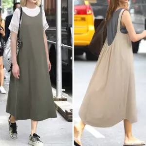 로미홀리 린넨 박시원피스 루즈핏 빅사이즈 멜빵스커트 여름원피스 410