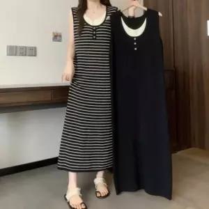 [옷자락]여자 데일리 니트 민소매 롱원피스