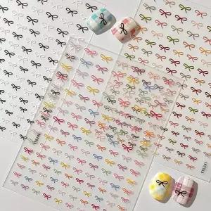 네일아트 심플 미니 메탈 매듭 리본 네일스티커 10종