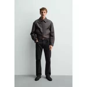 ZARA AARON LEVINE X ZARA 가죽 봄버 재킷 - 초콜렛