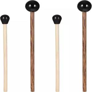 4Pcs 스틸 텅 드럼 망치 고무 실로폰 타악기와 나무 손잡이 막대기 공 목판 북