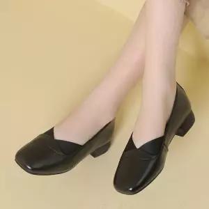 여사친 쿠셔닝 진가죽 중년구두 슈즈 펌프스 컴포트화 빅사이즈 신는다. 봄여름 소프트맘 플랫 패피2