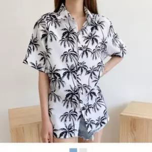 빅사이즈 여름 반팔 야자수 블라우스 여름블라우스 여자린넨셔츠 여름 반팔 하와이안셔츠 블라우스