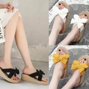 여성 리본 슬리퍼 5cm굽 실내화 사무실 여성슬리퍼 굽높은슬리퍼 학교슬리퍼 통굽슬리퍼 굽있는쪼리