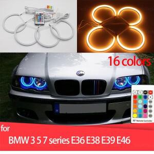 코튼 RGB LED 엔젤 아이 키트 BMW 호환 3 5 7 시리즈 E36 E38 E39 E46 525i 530i 용 16 색 라이트