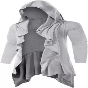 런카티 남성 롱 후드 가디건 러플 숄 칼라 오픈 프론트 긴팔 경량 드레이프 로브