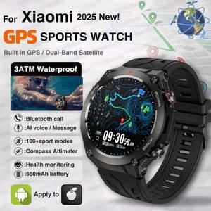 샤오미 GPS 스포츠 스마트 워치 남성용 방수 피트니스 트래커, 블루투스 통화, 650Mah 배터리 스마트워치, 여성용 팔찌, 2025 신제품
