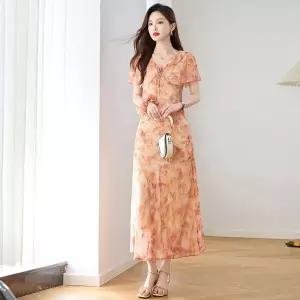 스트레인지 여자 원피스 치마 여름 슬림핏 예쁜 데일리룩 롱스커트 쉬폰 KUK2