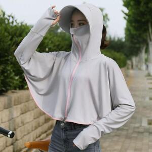 그레이 트레이닝 옷 비치웨어 얇은 자외선차단 크롭 바람막이 점퍼