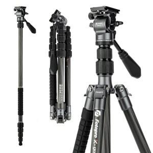 포토프로 59인치 탄소 섬유 여행 삼각대, 유체 헤드가 있는 컴팩트 비디오 퀵 릴리스 플레이트와 가방이 탈착식 모노포드, 카메라 삼각대 최대 8KG / 17.63파운드 하중