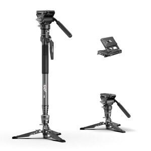 COMAN 원클릭 팅 카본 파이버 모노포드, 69 u2018 u2019 카메라 카메라용 퀵 릴리즈 플레이트가 있는 경량 여행용 삼각대, DSLR, 캠코더, 최대 하중 22파운드 / 10kg (M1ProV5)