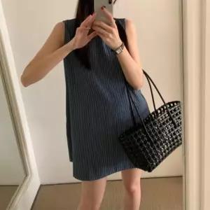 여자 시원한 여름 민소매 스트라이프 원피스