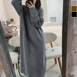 니트원피스 니트 후드 롱원피스 봄가을 심플 데일리 패션 치마 1P