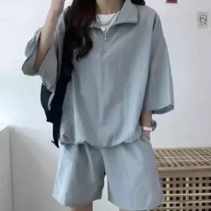 [텐바이텐]여성 아노락 바람막이 세트 캐주얼 하프집업 트레이닝 반바지 세트