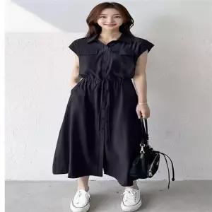 Z2946 KQQ 포켓 페미닌 민소매 카라롱원피스