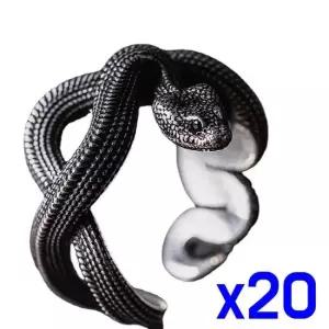 TBZ 뱀모양 빈티지 컬러 포인트 반지 x20개 레이어드반지