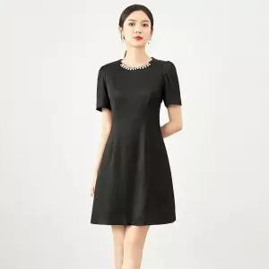 여사친 원피스 롱 여름 경쾌 하객 반팔 큐빅여밈 럭셔리 MF2