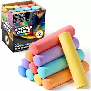 JOYIN 12 PC 세척 가능한 보도 초크 세트 무독성 점보 야외 예술 놀이 칠판 위 페인트 및 놀이터 6가지