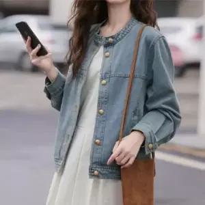 봄자켓 중청 데님 차이나 넥 데일리 여자 청자켓