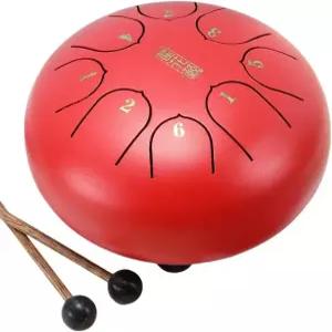 야외 정원용 레인드럼 6인치 8음 차임 방수 스틸 탠드 비가 올 때 사용하는 아웃도어 컬러 초보자용 레드