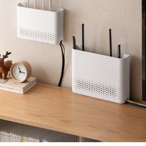 셋탑박스거치대 공유기 선반 무선 라우터 WIFI 벽걸이 화이트 플로팅 머리판 보관함 HIDER