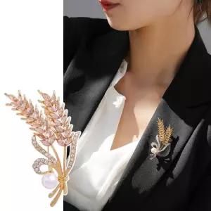 [루즈루나]클라라 샴페인 크리스탈 꽃 정장 자켓 고급 브로치