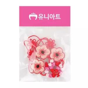 전통 빨강 국화 매듭 고리 3개입 X10개 공예 재료 한복매듭 DIY만들기재료 매듭끈